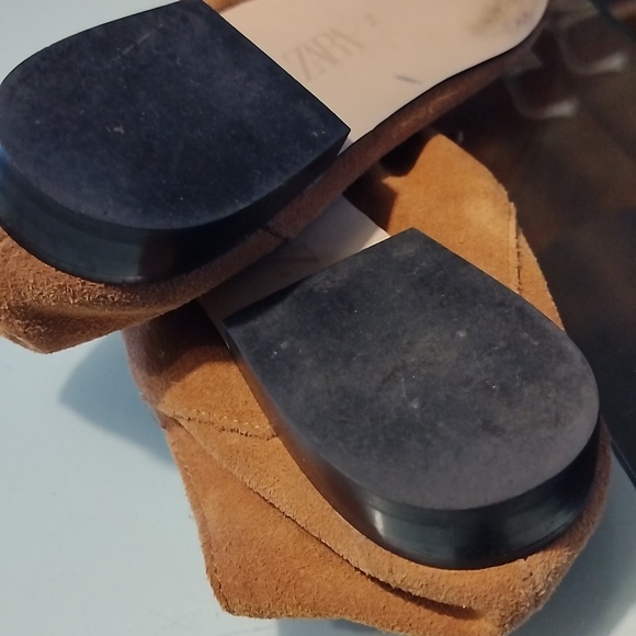 ZARA 100% Suede Leather Tan Moccasin Tassels Loafers Size 8 - Picture 12 of 12